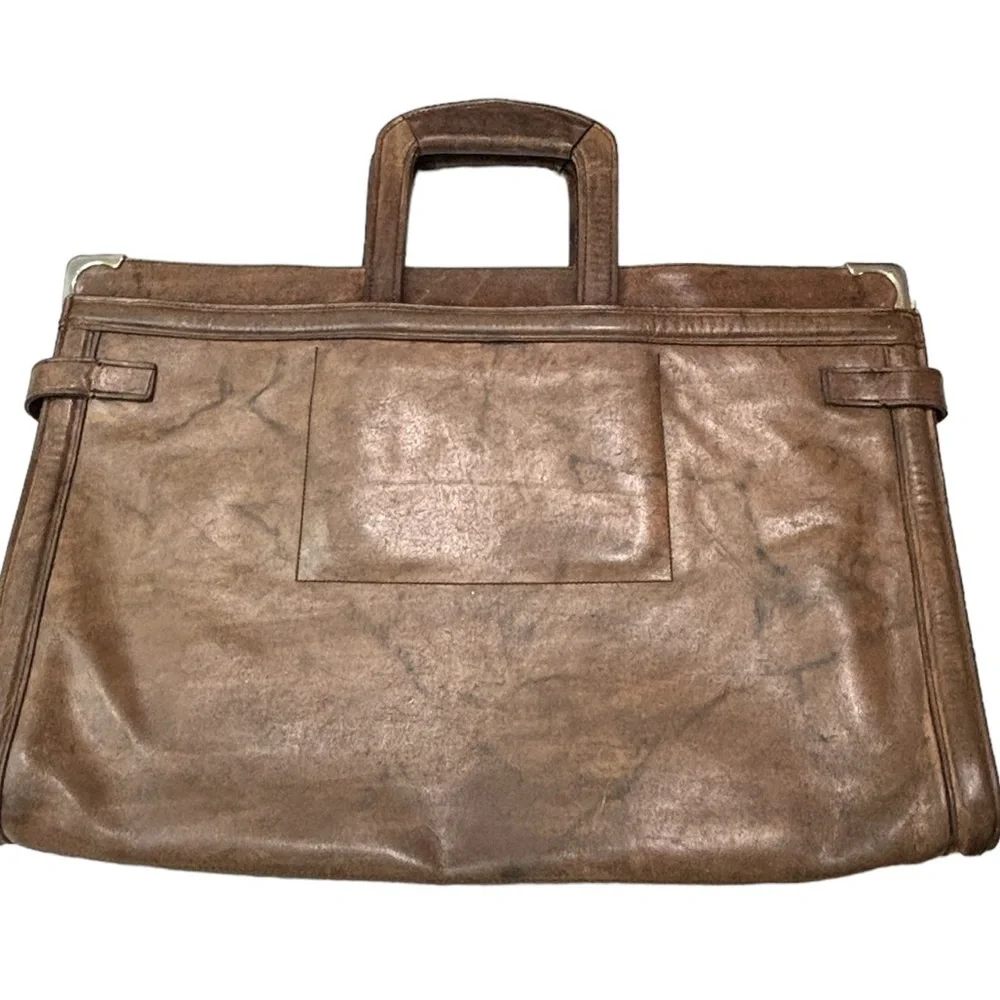 C&C Vintage Leather Briefcase attached brown